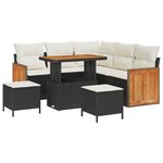 Ensemble de canapés de jardin 8 pièces vidaXL avec coussins noir poly rotin acacia