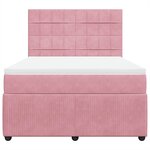 vidaXL Sommier à lattes de lit avec matelas Rose 140x190 cm Velours