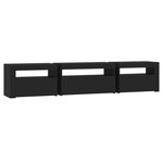 vidaXL Meuble TV avec lumières LED Noir 195x35x40 cm