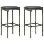 vidaXL Ensemble de bar de jardin 3 Pièces et coussins Résine tressée Gris