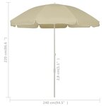 vidaXL Parasol de plage Jaune sable 240 cm