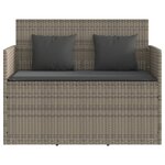 vidaXL Banc de jardin avec coussins gris résine tressée