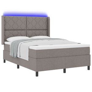 Lit Box Spring vidaXL avec matelas et LED Taupe 160x200 cm Tissu
