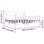 vidaXL Cadre de lit sans matelas noir 200x200 cm bois massif de pin