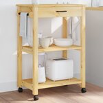 vidaXL Chariot de cuisine MONZA 60x40x90 cm bois massif de pin