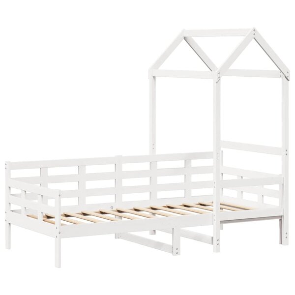 vidaXL Lit de jour avec toit blanc 90x200 cm bois de pin massif