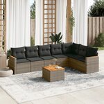 vidaXL Salon de jardin 8 Pièces avec coussins gris résine tressée