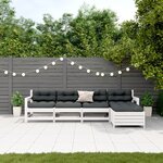 vidaXL Salon de jardin 5 Pièces avec coussins blanc bois massif de pin