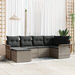 Ensemble de canapé de jardin 6 pièces avec coussins gris en rotin synthétique