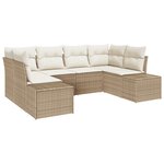vidaXL Ensemble de 6 canapés de jardin avec coussins en rotin poly beige