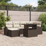 vidaXL Ensemble de canapé de jardin 7 pièces avec coussins marron en poly rattan