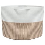 vidaXL Panier à linge marron et blanc Ø55x36 cm coton
