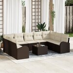 vidaXL Ensemble de Canapés de Jardin de 9 Pièces avec Coussins Gris en Rattan Poly