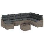 vidaXL Ensemble de Canapé de Jardin de 8 Pièces avec Coussins Noir Rattan Poly