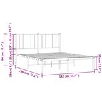vidaXL Cadre de lit métal sans matelas avec tête de lit noir 135x190cm
