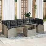 Canapé de Jardin vidaXL 8 Pièces avec Coussins Gris Clair Rattan Poly