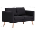 vidaXL Canapé à 2 places Tissu Noir