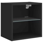 vidaXL Table de chevet murale avec lumières LED noir