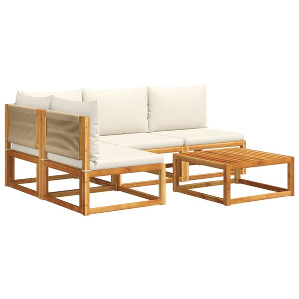 vidaXL Salon de jardin avec coussins 5 Pièces Bois d'acacia solide