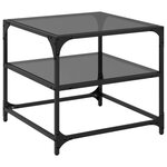 vidaXL Tables basses avec dessus en verre noir 2 Pièces 50x50x45 cm acier