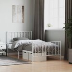 vidaXL Cadre de lit métal sans matelas et pied de lit blanc 100x190 cm