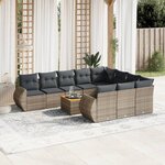 vidaXL Salon de jardin 11 Pièces avec coussins gris résine tressée