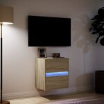 vidaXL Meuble TV mural avec lumières LED chêne sonoma 41x31x45 cm