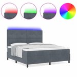 Lit Box Spring vidaXL avec Matelas et LED Gris Foncé 180x200 cm Velours