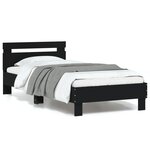 vidaXL Cadre de lit sans matelas avec lumières LED noir 90x200 cm