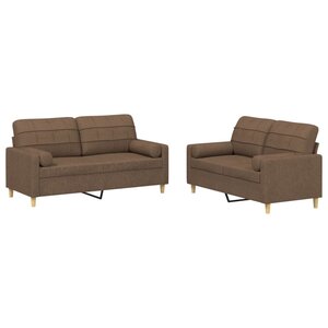 vidaXL Ensemble de canapés 2 Pièces avec coussins marron tissu