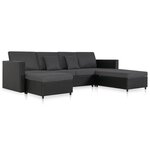 vidaXL Canapé-lit extensible à 4 places Similicuir Noir