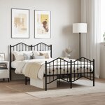 vidaXL Cadre de lit métal sans matelas avec pied de lit noir 120x200cm