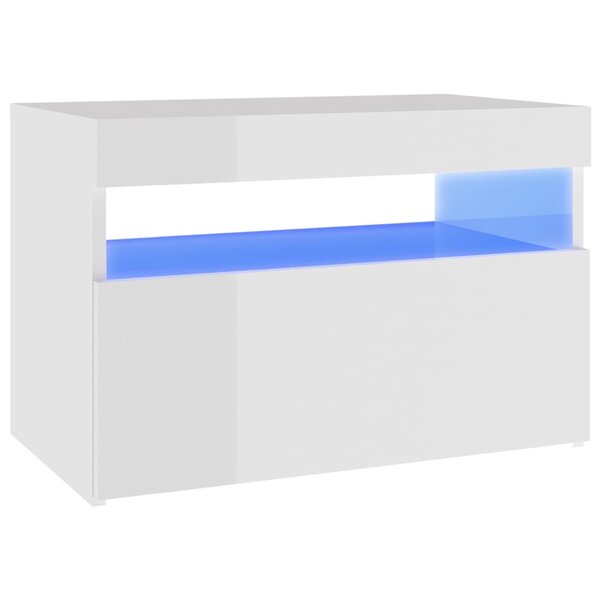 vidaXL Meuble TV avec lumières LED blanc brillant 60x35x40 cm