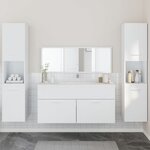 vidaXL Ensemble de meubles salle de bain 4 Pièces blanc bois d'ingénierie