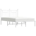vidaXL Cadre de lit métal sans matelas et tête de lit blanc 135x190 cm