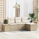 vidaXL Ensemble de canapé de jardin 4 pièces avec coussins beige en poly rotin