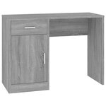 Bureau table poste de travail meuble d'ordinateur informatique étude avec tiroir et armoire sonoma 100 x 40 x 73 cm gris 02_0023455