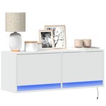 vidaXL Meuble TV mural avec lumières LED blanc 100x31x35 cm