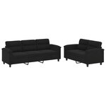 vidaXL Ensemble de canapés 2 Pièces avec coussins noir tissu microfibre