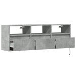 vidaXL Meuble TV mural avec lumières LED gris béton 130x31x45 cm