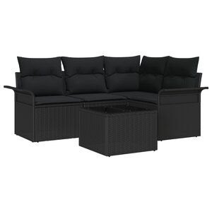 vidaXL Ensemble de 5 pièces de canapés de jardin avec coussins beige poly rattan