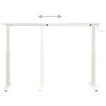 Cadre de Bureau table poste de travail meuble d'ordinateur informatique étude en hauteur réglable avec manivelle manuel blanc 02_0023976