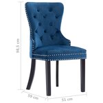 vidaXL Chaises à manger lot de 6 bleu velours