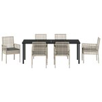 vidaXL Ensemble de Salle à Manger de Jardin 7 Pièces avec Coussins Gris Clair Rotin Synthétique