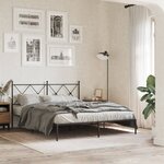 vidaXL Cadre de lit métal sans matelas et tête de lit noir 160x200 cm