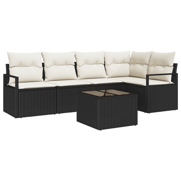 Ensemble de Canapés de Jardin 5 Pièces avec Coussins en Poly Rattan Marron