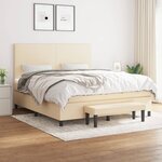 vidaXL Sommier à lattes de lit avec matelas Crème 160x200 cm Tissu