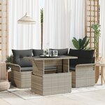 vidaXL Ensemble de Canapés de Jardin 5 Pièces avec Coussins Rattan Poly Gris Clair