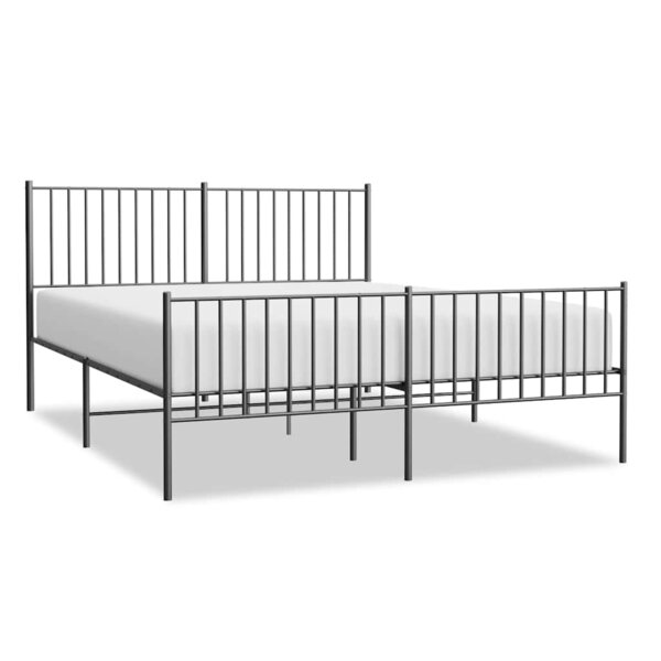 vidaXL Cadre de lit métal sans matelas avec pied de lit noir 150x200cm