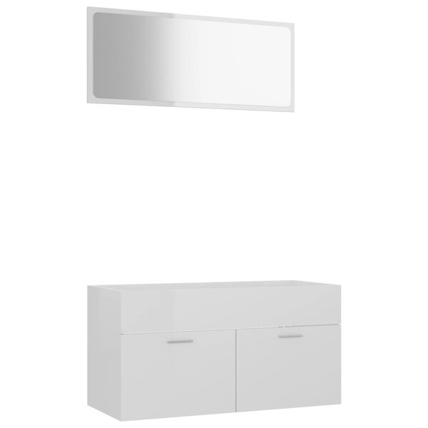 vidaXL Ensemble de meubles de bain 2 Pièces Blanc brillant Aggloméré